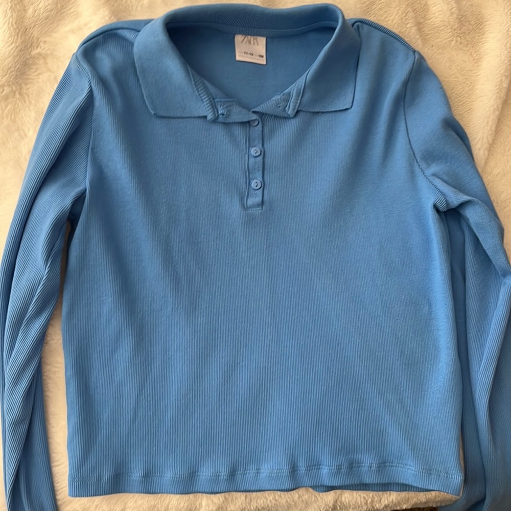Zara long sleeve ribbed polo.